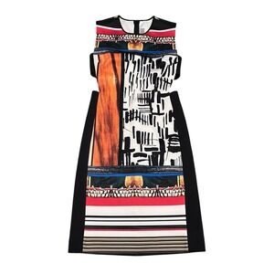 Clover Canyon Womens Abstract Graphic Print Side Cut-Out Midi Dress Size Medium